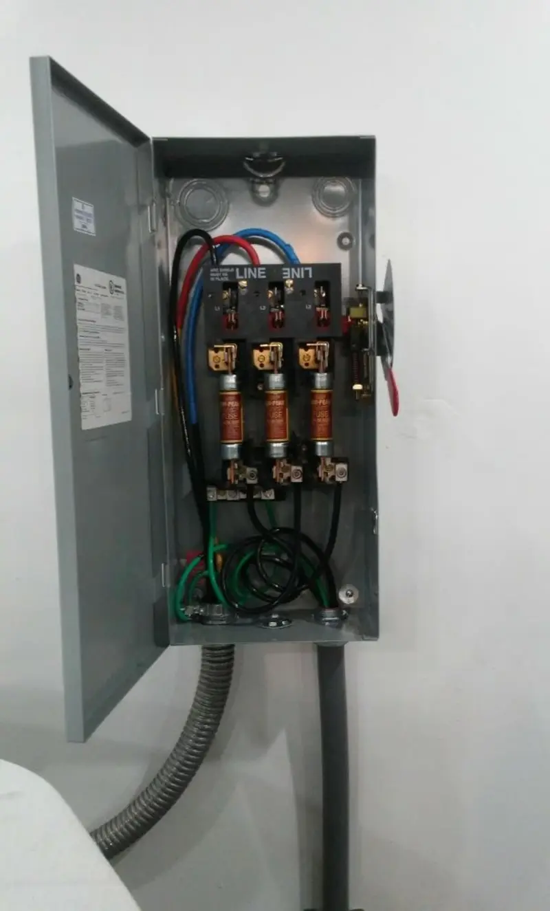 Three-phase disconnect switch installed for Smoke Detector Installation in Crystal Lake
